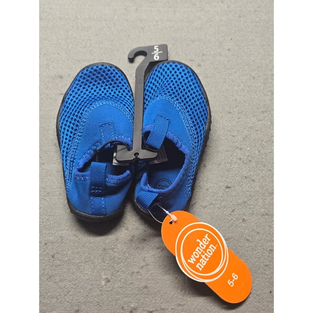 Wonder Nation Toddler Boys Blue Mesh Water Shoes Aqua Socks Size 5-6 NWT